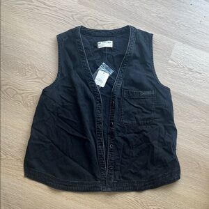 Free People Black Denim Vest NWT